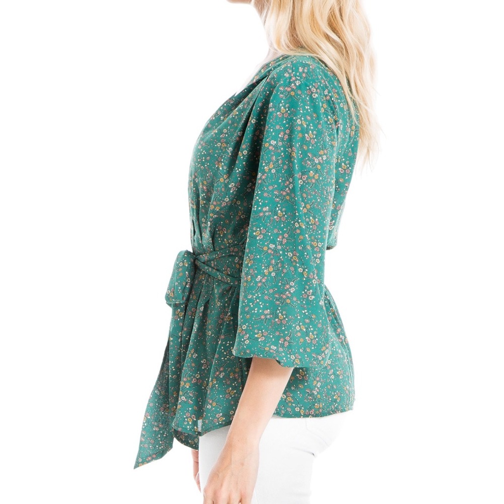 Max-Studio Crepe Tie Front Blouse Size Small - Picture 3 of 14